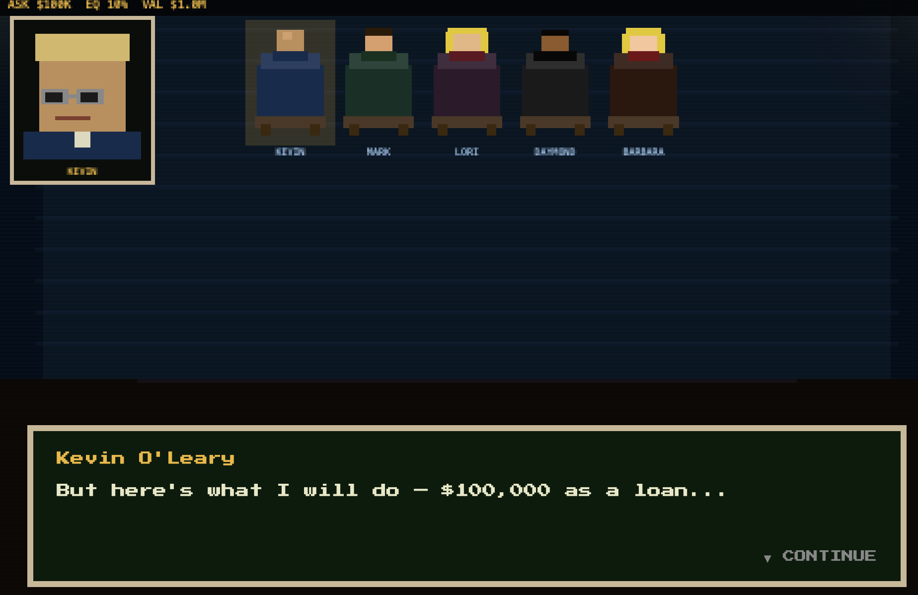 Screenshot of Shark Tank 8-Bit Game